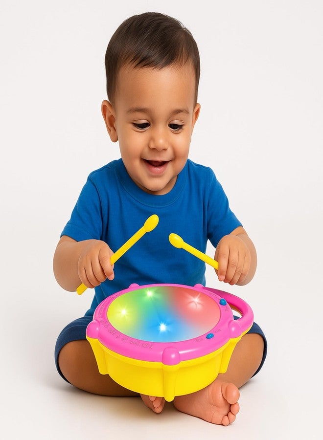 Wishluck Flash Drum Toy for Kids | Musical Drum with Sticks | Light & Sound Activity Toy for Toddlers | Educational Rhythm Toy for 1-4 Year Old Boys & Girls - Image 1